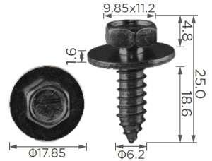 14G x 3/4" Hex SEMS Screw – Zinc Black (5M)